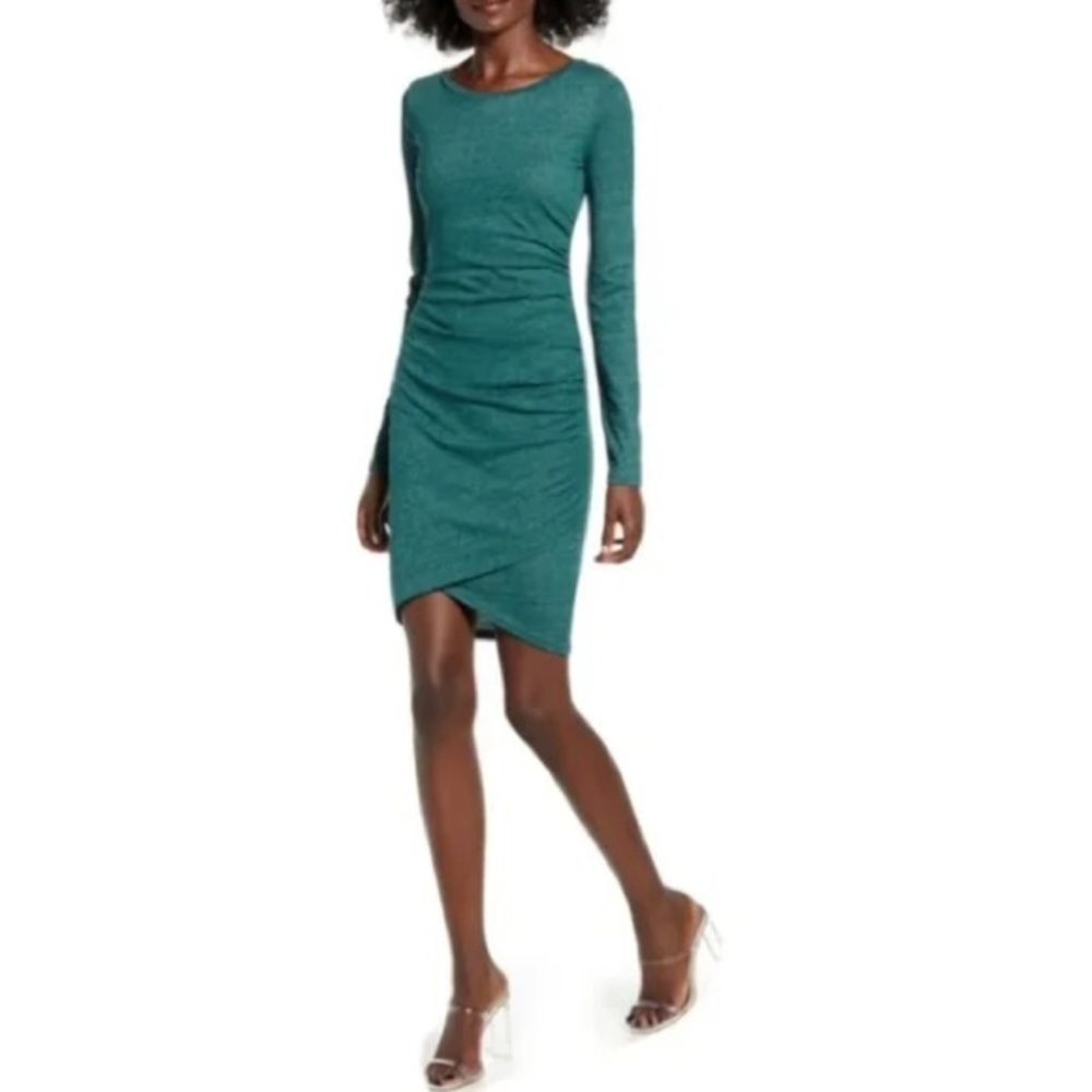 Leith Ruched Body-Con Long Sleeve Dress